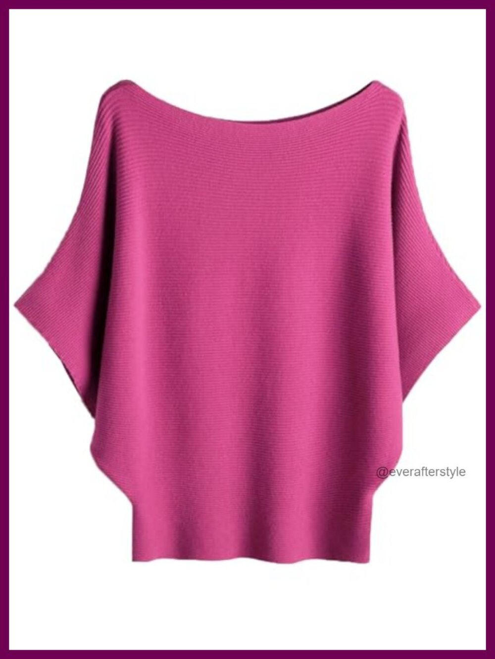 Women's Batwing Short Sleeve Knit Sweater Blouse Loose Boat Neck